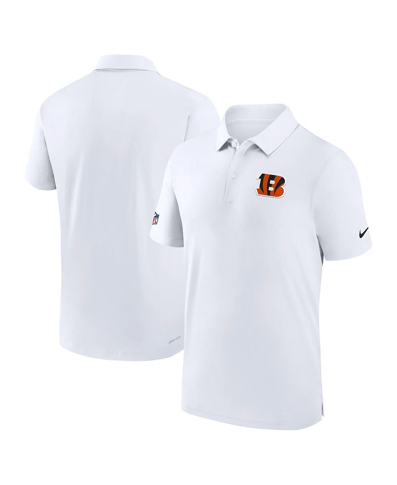 Nike Men's White Cincinnati Bengals Sideline Coaches Performance Polo Shirt