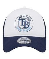 New Era Men's White/Navy Tampa Bay Rays Spring Training Circle Foam A-Frame 9Forty Trucker Adjustable Hat