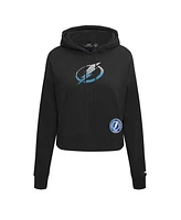 Pro Standard Women's Black Tampa Bay Lightning Jewels Cropped Pullover Hoodie