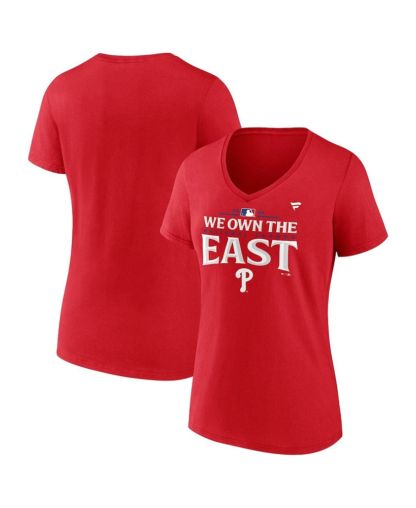 Fanatics Women's Red Philadelphia Phillies 2024 Nl East Division Champions Plus Locker Room T-Shirt