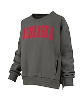 Pressbox Women's Charcoal Nebraska Huskers Pocketed Raglan Pullover Sweatshirt