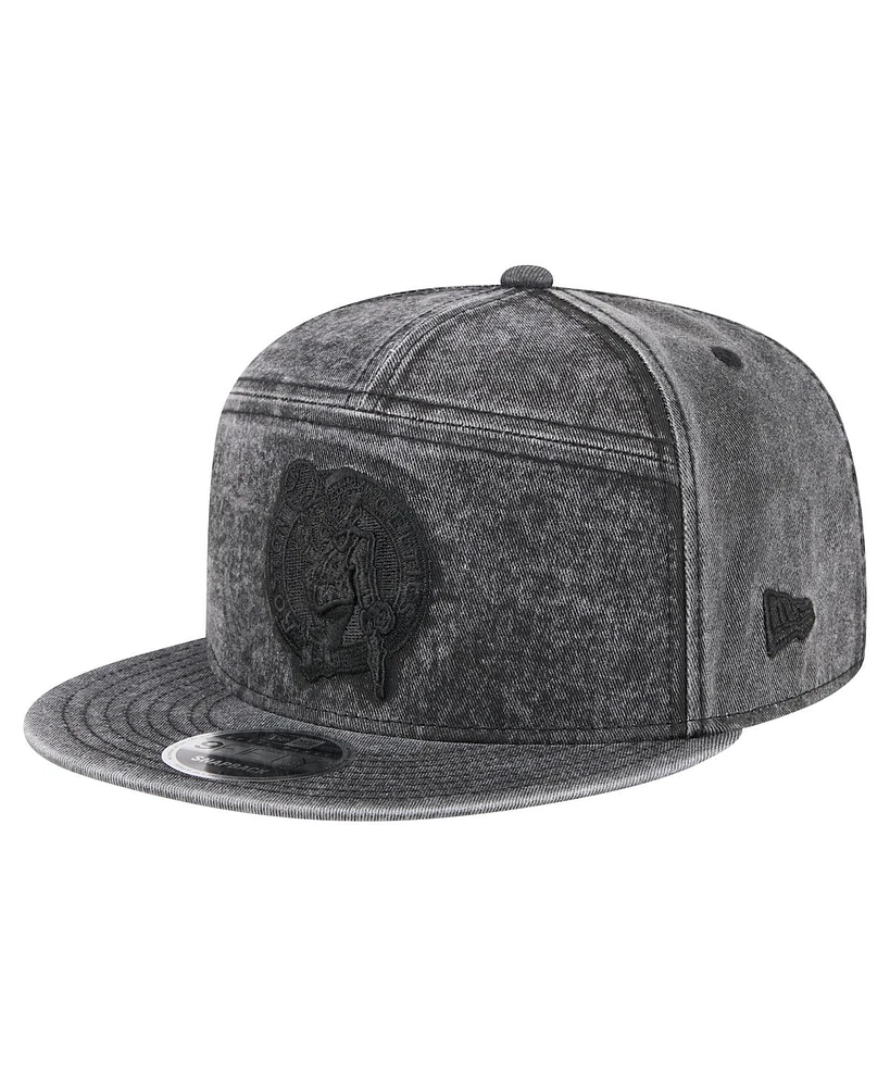 New Era Men's Black Boston Celtics Washed Seven-Panel 9FIFTY Snapback Hat