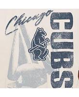 New Era Men's Cream Chicago Cubs Cooperstown Collection Oversized Throwback Distressed T-Shirt