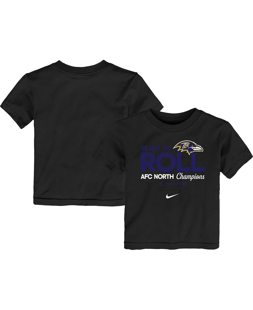 Nike Toddler Black Baltimore Ravens 2024 Afc North Division Champions Locker Room Trophy Collection T-Shirt