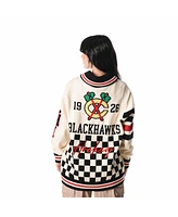 The Wild Collective Men's and Women's Cream Chicago Blackhawks Jacquard Full-Zip Sweater