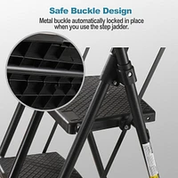 6 Step Folding step stool with bandwidth anti slip pedals and tool trays, lightweight and portable steel step stool