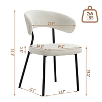Dyhome Dining Chairs with Curved Backrest, Modern Fabric Upholstered Boucle Kitchen Room Set of 2