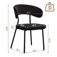 Dyhome Dining Chairs with Curved Backrest, Modern Fabric Upholstered Boucle Kitchen Room Set of 2