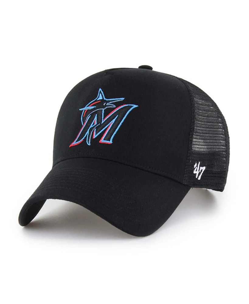 '47 Brand Men's Black Miami Marlins Ballpark Offside Adjustable Trucker Hat