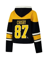 '47 Brand Women's Sidney Crosby Black Pittsburgh Penguins Superior Lacer Cropped Pullover Hoodie