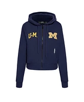Pro Standard Women's Navy Michigan Wolverines Game Day Sequin Full-Zip Hooded Jacket