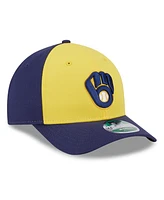 New Era Men's Gold/Navy Milwaukee Brewers Player Replica 9Forty Adjustable Hat