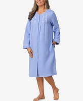 Aria Women's Long Sleeve Waltz Snap Front Mint Robe