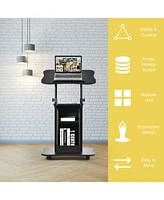 Sit-to-Stand Laptop Desk Cart Height Adjustable with Storage