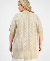 Jm Collection Plus Metallic Shine Cardigan Sweater, Exclusively at Macy's