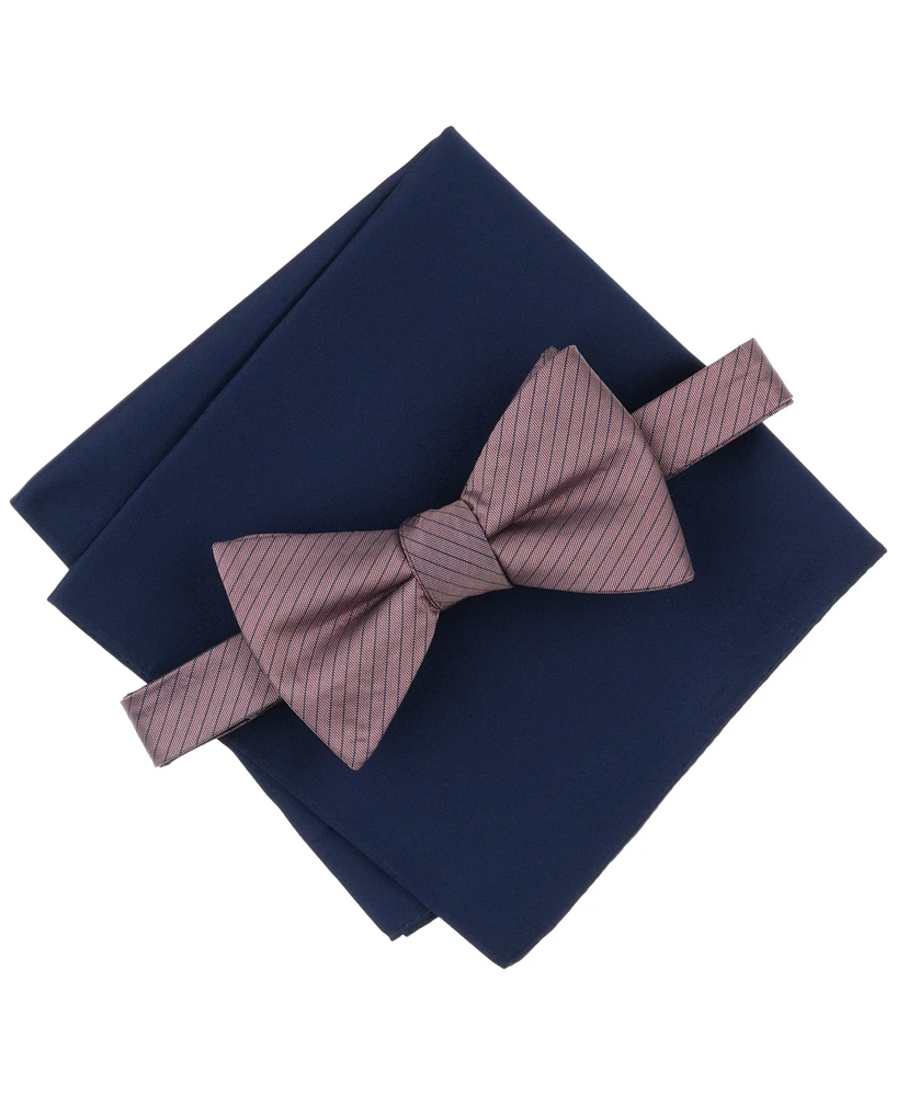 Alfani Men's Stripe Bow Tie & Solid Pocket Square Set, Exclusively at Macy's