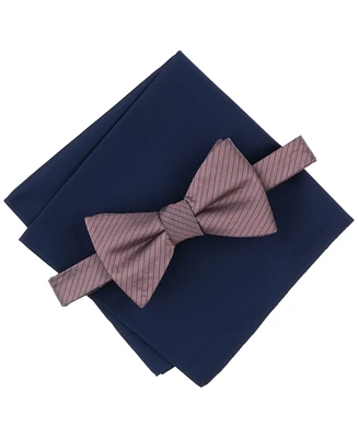 Alfani Men's Stripe Bow Tie & Solid Pocket Square Set, Exclusively at Macy's