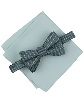 Alfani Men's Mini-Pattern Bow Tie & Solid Pocket Square Set, Exclusively at Macy's