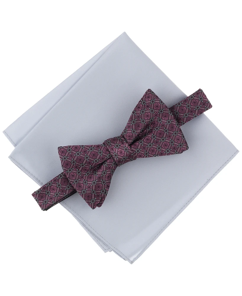 Alfani Men's Geo-Pattern Bow Tie & Solid Pocket Square Set, Exclusively at Macy's