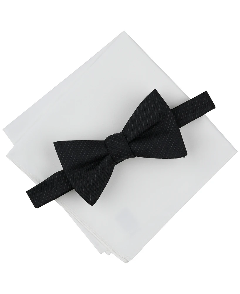 Alfani Men's Stripe Bow Tie & Solid Pocket Square Set, Exclusively at Macy's