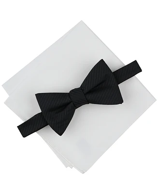 Alfani Men's Stripe Bow Tie & Solid Pocket Square Set, Exclusively at Macy's