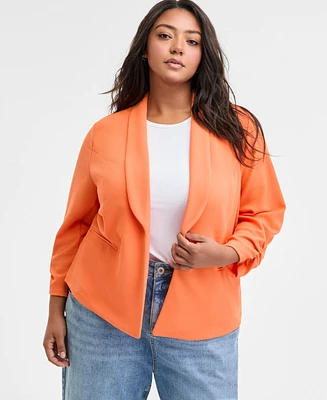 Bar Iii Trendy Plus Knit Drape-Front Blazer