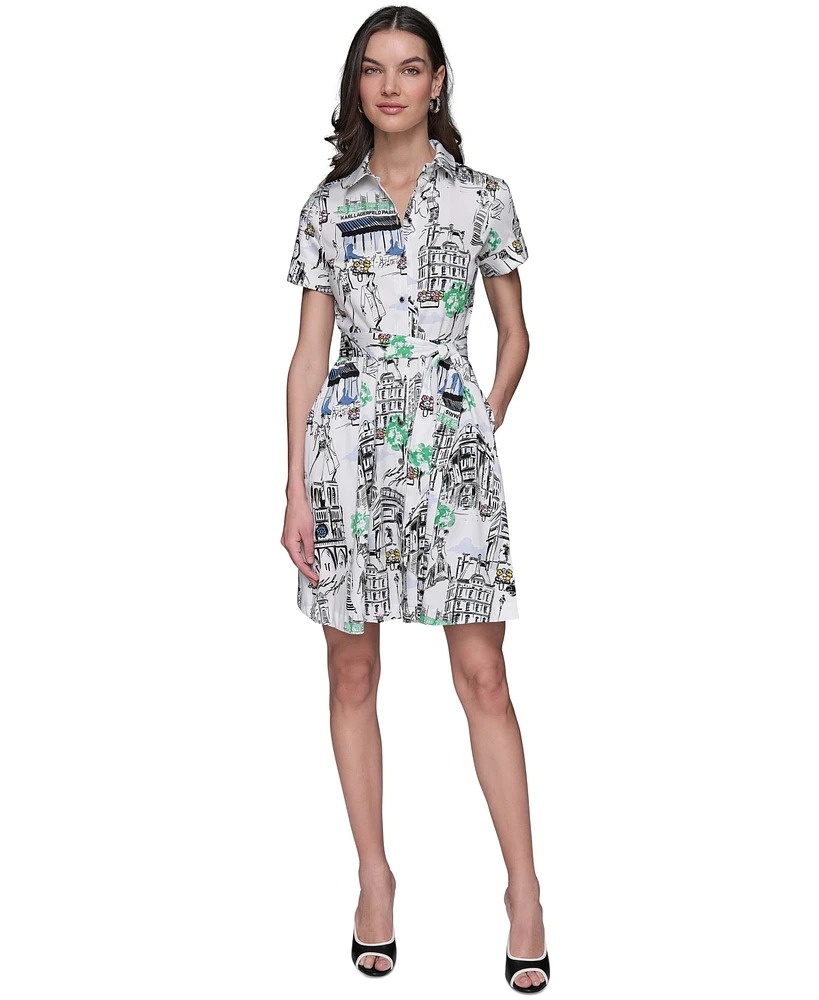Karl Lagerfeld Paris Petite Short-Sleeve Shirtdress