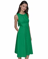 Karl Lagerfeld Paris Petite Cotton Bow-Back A-Line Dress