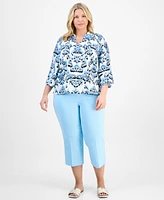Jm Collection Plus Printed Jacquard Blouse, Exclusively at Macy's