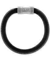 Esquire Men's Jewelry Flat Snake Chain Bracelet in Black Ion-Plated Stainless Steel & Stainless Steel
