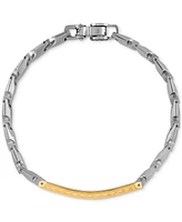 Esquire Men's Jewelry Diamond Id Bracelet (1/5 ct. t.w.) in Stainless Steel & Gold-Tone Ion-Plated Stainless Steel