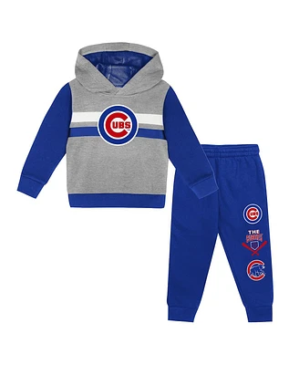 Outerstuff Toddler 2-Piece Heather Gray/Royal Chicago Cubs Wind Up Pullover Hoodie and Sweatpants Set
