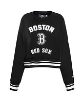Pro Standard Women's Black Boston Red Sox Cultivated Pearl Cropped Pullover Sweatshirt