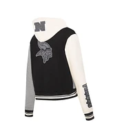 Pro Standard Women's Gray Minnesota Vikings Reverse French Terry Color Block Full-Zip Hoodie Jacket