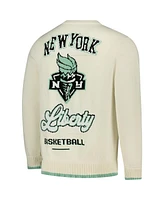 The Wild Collective Men's and Women's Cream New York Liberty Jacquard Pullover Sweater