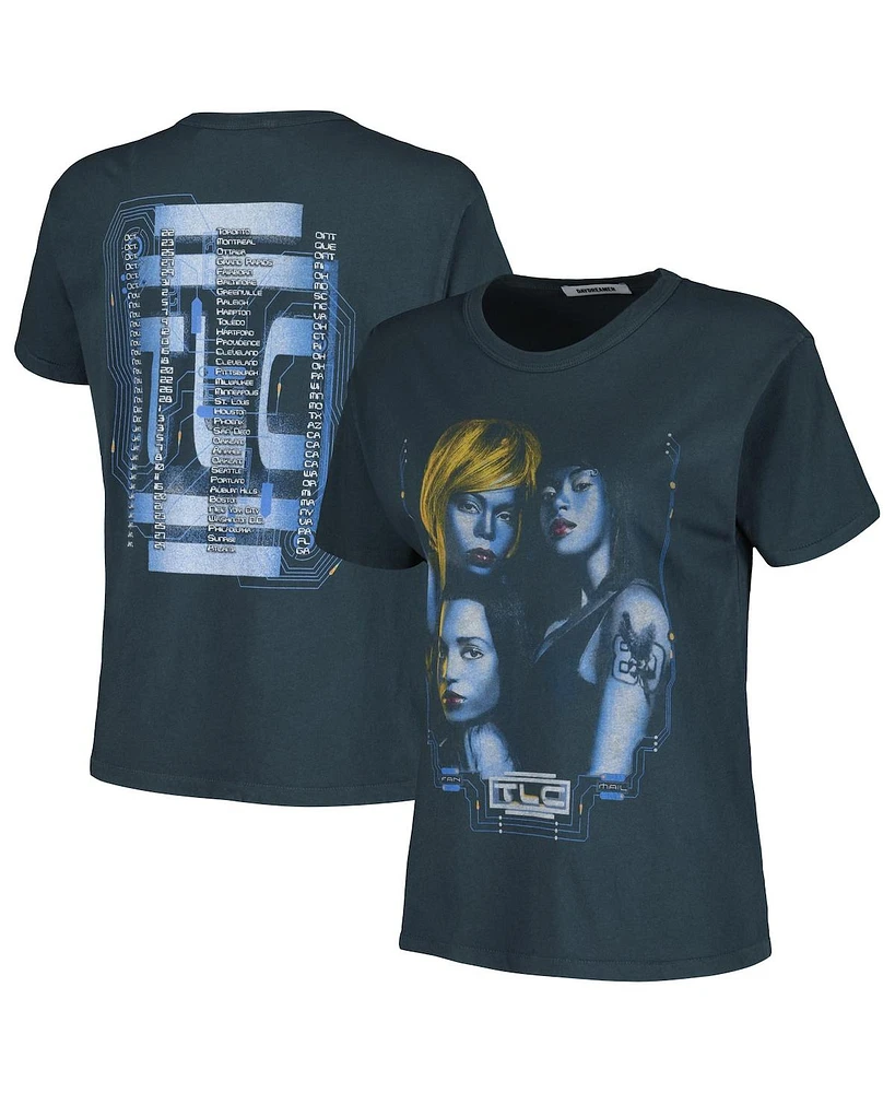 Daydreamer Women's Charcoal Tlc Fan Mail Tour Graphic Ringer T-Shirt