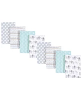 Hudson Baby Boys and Girls Cotton Poly Flannel Burp Cloths 8-Pack, Gray Elephant, One Size