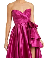 Mac Duggal Women's Strapless Taffeta Gown With Ruffle Detail