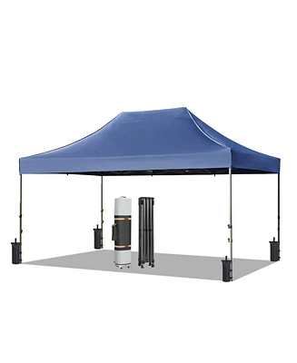 10x15 Navy Pop Up Canopy Tent, Waterproof, Uv Protection, Adjustable Height, 4 Sidewalls