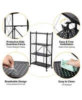 HealSmart 4-Tier Heavy Duty Foldable Metal Rack Storage Shelving Unit with Wheels Moving Easily Organizer Shelves Great for Garage Kitchen Holds up to