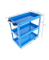 Tool Cart on Wheels, 3 Tier Rolling Mechanic Tool Cart, Heavy Duty Steel Utility Cart w/Lockable Wheels, 450 Lbs Capacity Industrial Service Cart for
