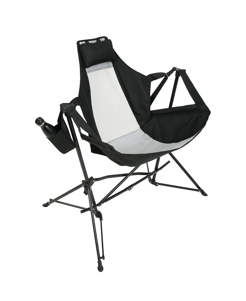 Hammock Camping Rocking Chair, Portable, Adjustable, with Pillow & Bag - Black