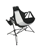 Hammock Camping Rocking Chair, Portable, Adjustable, with Pillow & Bag - Black