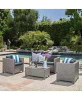 Modern 4-Piece Outdoor Wicker Sofa Set with Cushions