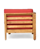 Acacia Wood Outdoor Loveseat Set with Coffee Table