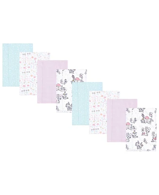 Hudson Baby Boys and Girls Cotton Poly Flannel Burp Cloths 8-Pack, Garden Fairies, One Size