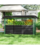 Outsunny Galvanized Raised Garden Bed with Crop Cage & Shade Cloth