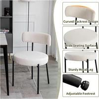 Dyhome Dining Chairs Set of 2, Mid Century Modern Upholstered Boucle Kitchen Dining Room Chairs