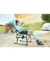 Camping Directors Chair, Oversized Folding Chair w/ Side Table & Pocket - Blue