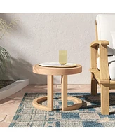 Acacia Wood Side Table, Patio, Pool, Porch (Brown Wash)